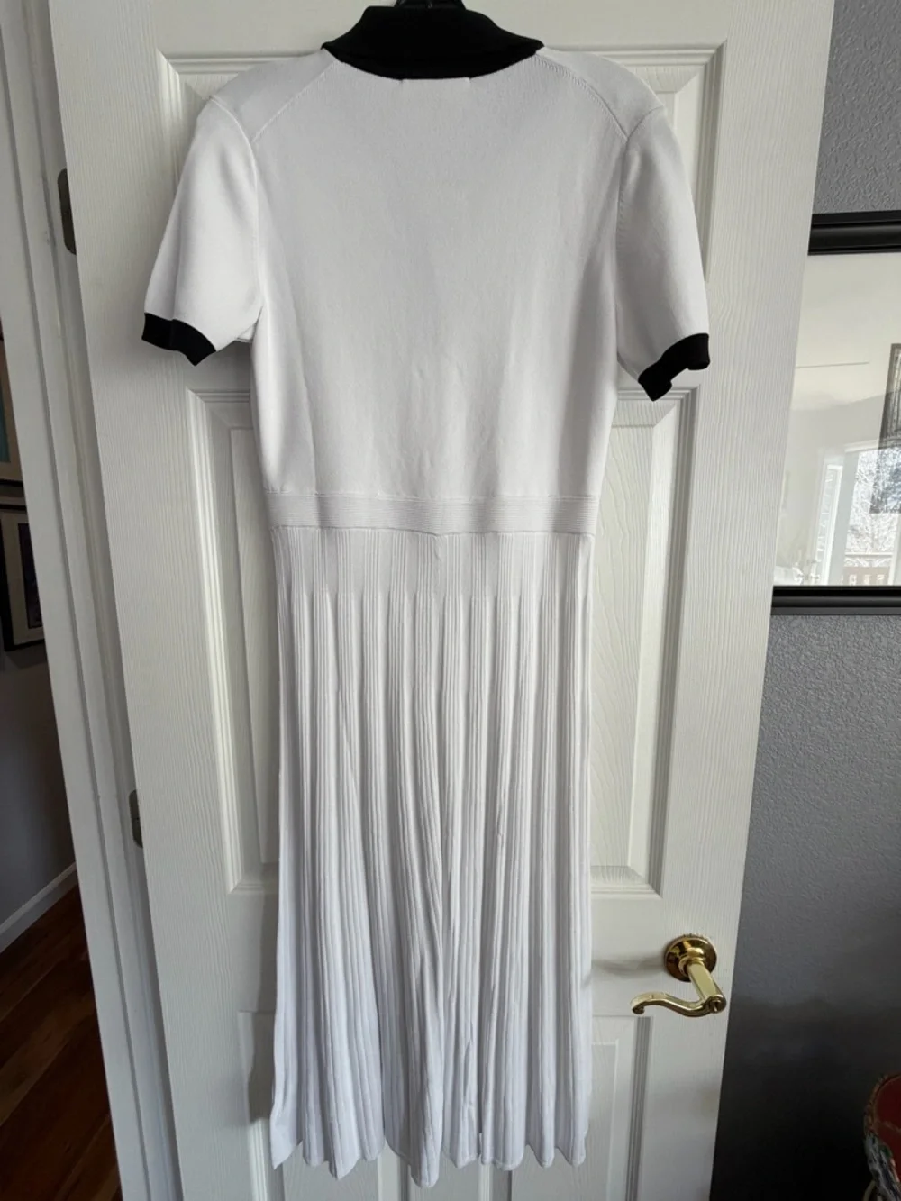 Michael Kors White Midi Polo Dress with Black Trim - Picture 2 of 6